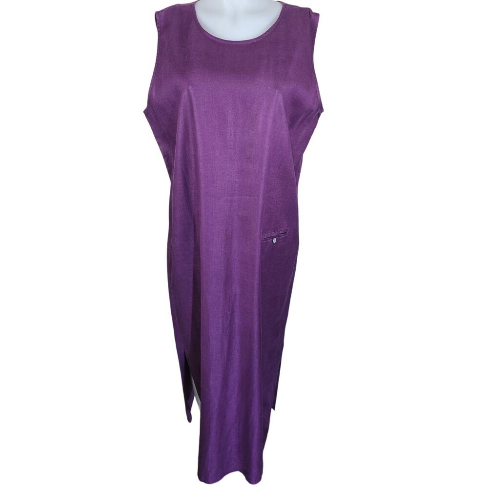 Valerie Stevens Pure Linen LagenLook Purple Women's Maxi Dress 16